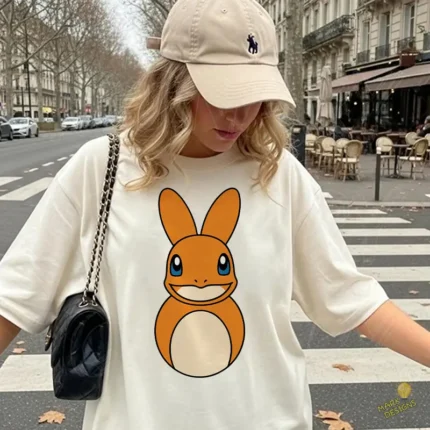 Charmander de Pascua con Orejas de Conejo - Vector para Niños