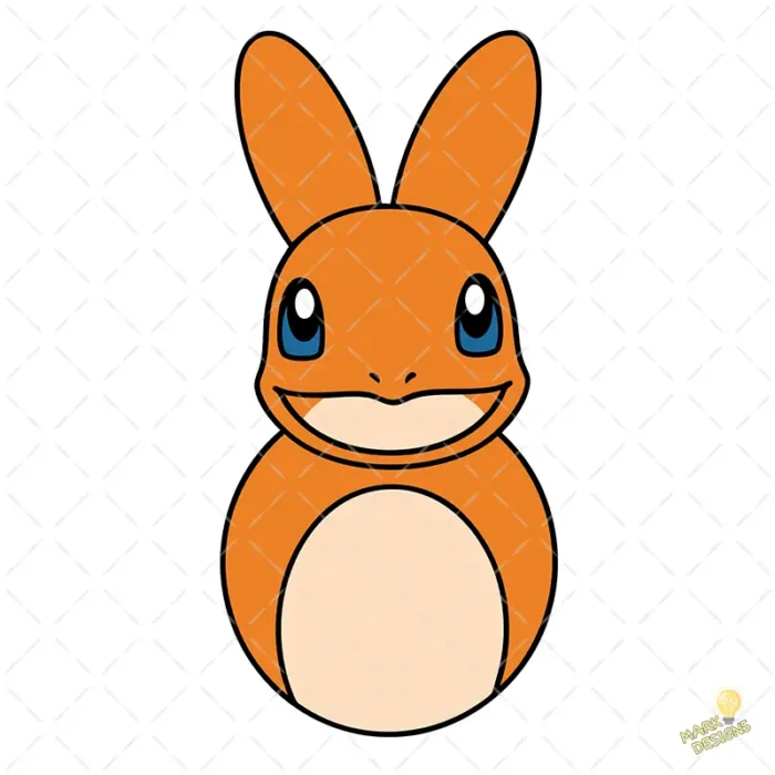 Charmander de Pascua con Orejas de Conejo - Vector para Niños