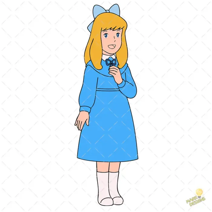 Clara Sesemann de Heidi con Vestido Azul - Vector de Anime Clásico