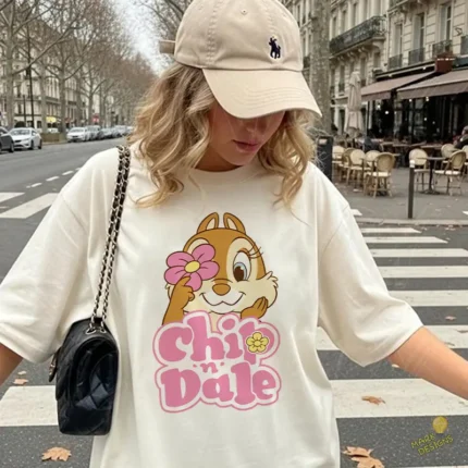 Clarice Chip 'n' Dale con Flor Rosa - Vector Infantil para Sublimación