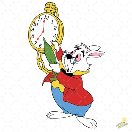 Conejo Blanco Alicia en el País de las Maravillas Vector de Sublimación