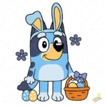 Cute Bluey Bunny Vector - Diseño para Cricut y Sublimación con Huevos y Flores