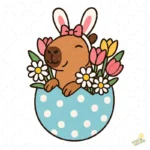 Cute Capybara Easter Bunny SVG - Diseño Primaveral para Cricut y Sublimación