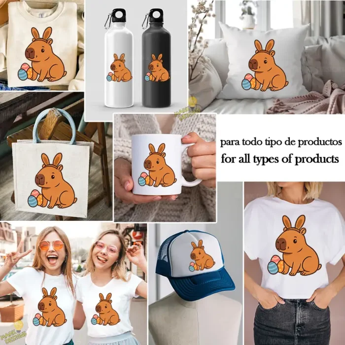 Cute Capybara Easter Bunny SVG - Diseño para Cricut y Sublimación de Primavera - Image 3