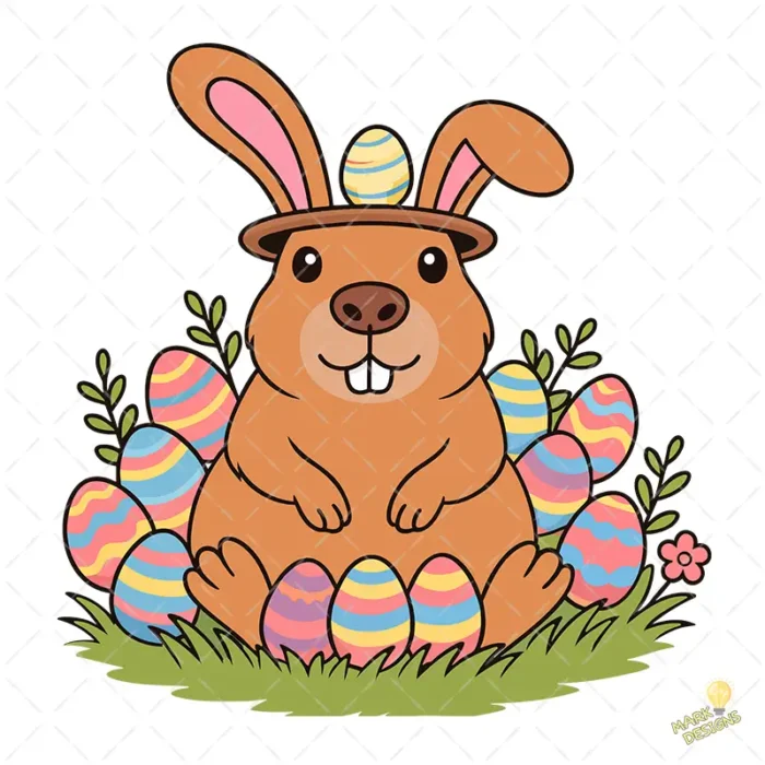 Cute Capybara Easter Vector - Diseño para Cricut y Sublimación de Primavera