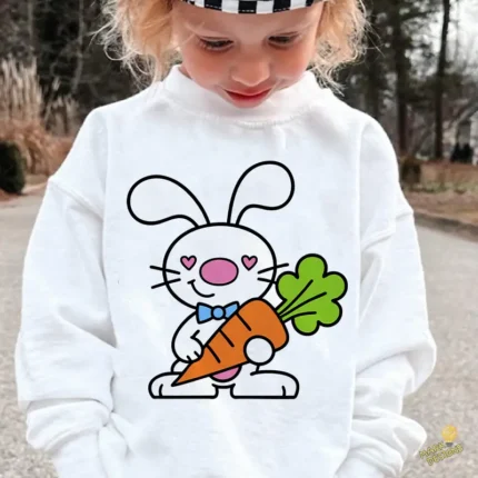 Cute Easter Bunny Vector - Diseño para Cricut y Sublimación con Lazo Azul