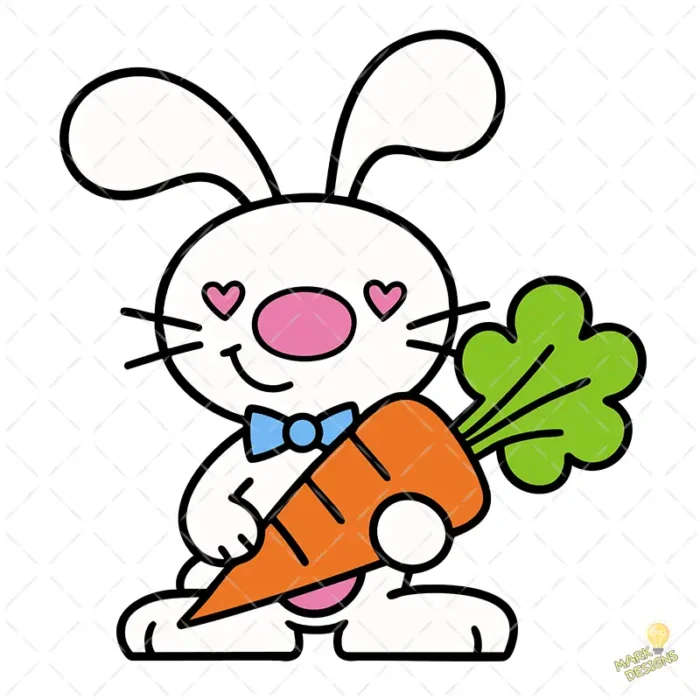 Cute Easter Bunny Vector - Diseño para Cricut y Sublimación con Lazo Azul