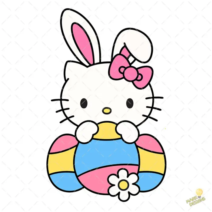 Cute Kitty Easter Bunny Vector - Diseño para Cricut y Sublimación de Sanrio