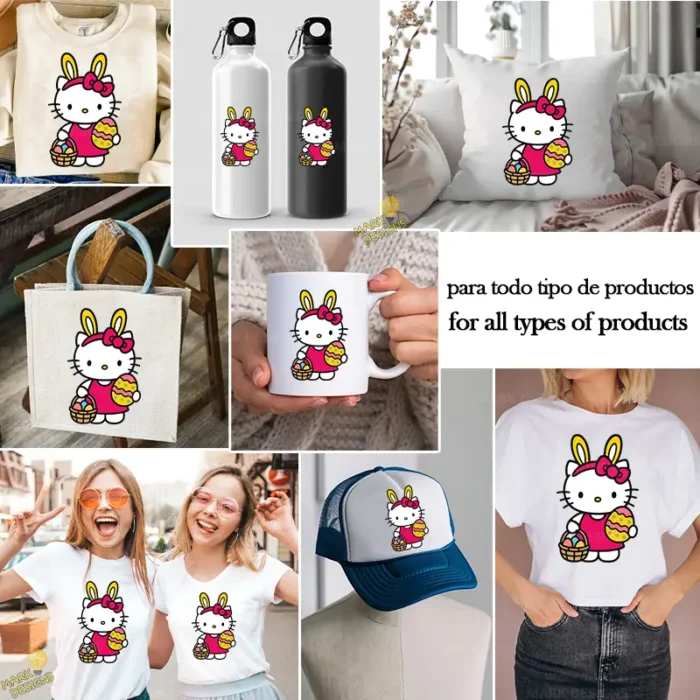 Cute Kitty Easter Bunny Vector - Diseño para Cricut y Sublimación de Sanrio - Image 3