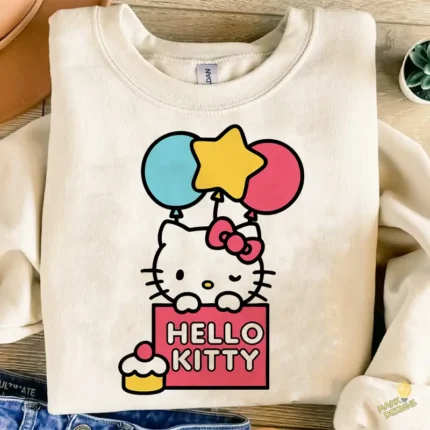 Cute Kitty Party Sign Vector - Diseño para Cricut y Sublimación con Globos Estrellas