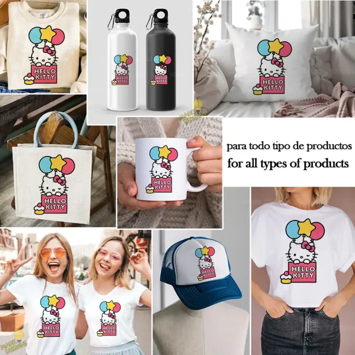 Cute Kitty Party Sign Vector - Diseño para Cricut y Sublimación con Globos Estrellas