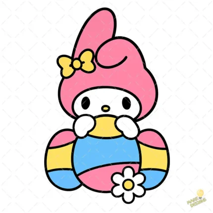 Cute My Melody Bunny Vector - Diseño para Cricut y Sublimación con Lazo Amarillo