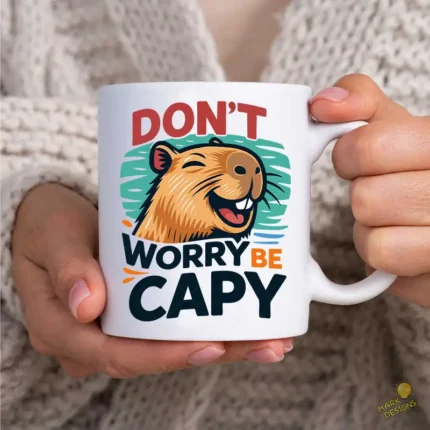 Don't Worry Be Capy Vector - Carpincho Feliz con Agua para Sublimación