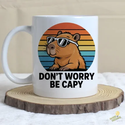 Dont Worry Be Capy Vector - Carpincho con Gafas de Sol Retro Sunset