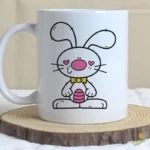 Doodle Easter Bunny Vector - Conejo con Ojos de Corazón y Huevo de Pascua