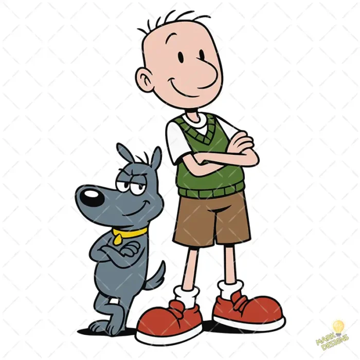 Doug Narinas y Chuletas Amigos Clásicos - Vector de Dibujos Animados