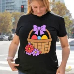 Easter Basket Vector - Canasta de Pascua con Huevos de Colores y Flores