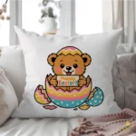 Easter Bear Vector - Osito en Huevo de Pascua con Cartel Happy Easter