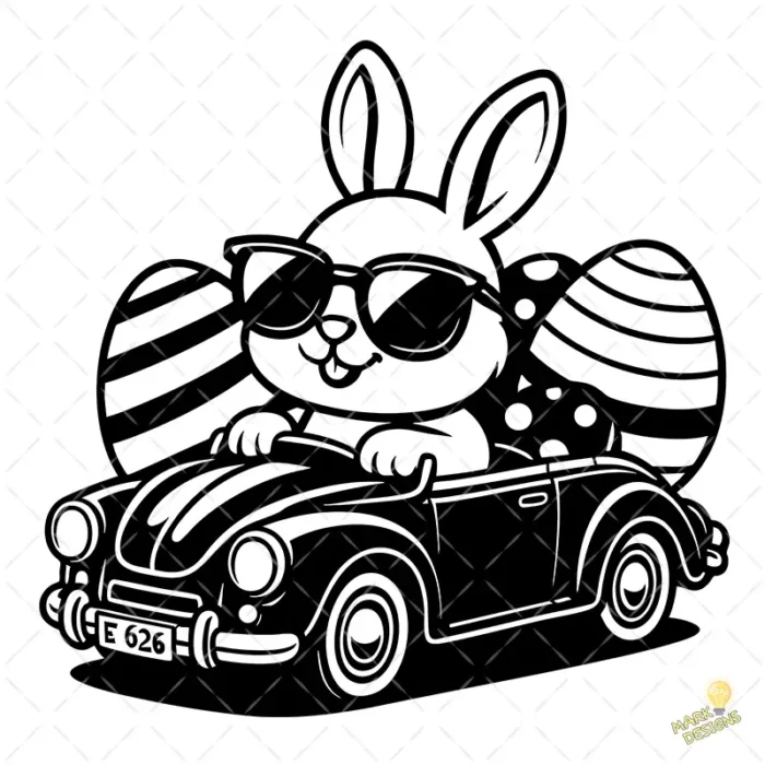 Easter Bunny Joyride Vector - Corte para Cricut y Silhouette de Pascua Moderna