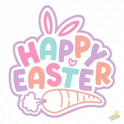 Easter Bunny Lettering Vector - Diseño para Cricut y Sublimación con Corazón