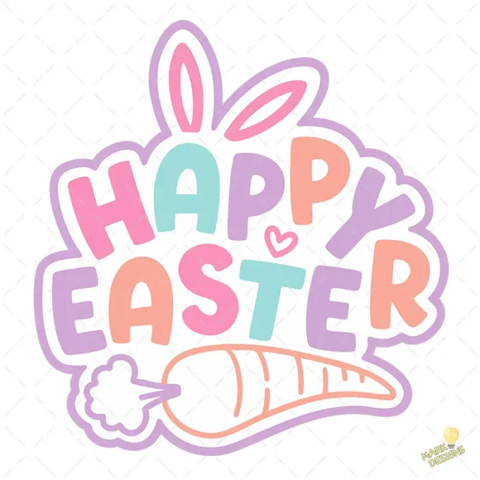 Easter Bunny Lettering Vector - Diseño para Cricut y Sublimación con Corazón