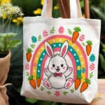 Easter Bunny Vector - Conejo de Pascua con Arcoíris y Zanahorias