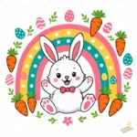 Easter Bunny Vector - Conejo de Pascua con Arcoíris y Zanahorias