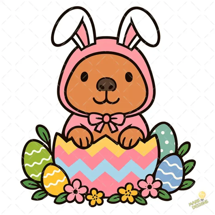 Easter Capybara Gratis - Capybara en Huevo de Pascua con Capucha de Conejo