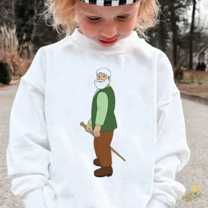 El Abuelo de Heidi con Bastón y Barba Blanca - Vector de Anime Clásico