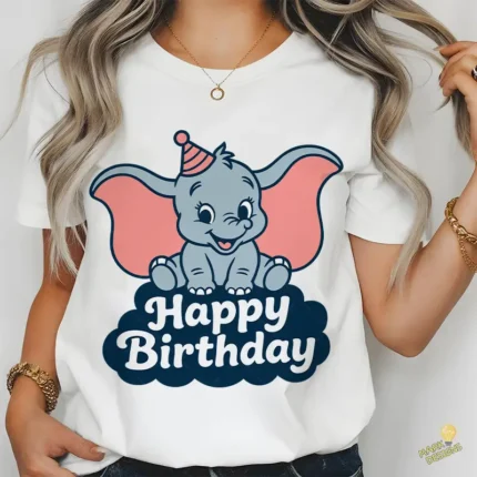 Elefante Dumbo Happy Birthday con Gorro de Fiesta - Vector para Sublimación