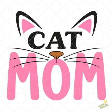 FREE Cat Mom SVG - Diseño Mamá de Gatos con Orejas y Bigotes