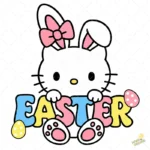FREE Hello Kitty Easter Vector - Gatita con Orejas de Conejo y Letras de Colores