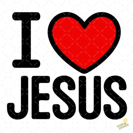 FREE I Love Jesus SVG - Diseño Cristiano con Corazón Rojo para Sublimación