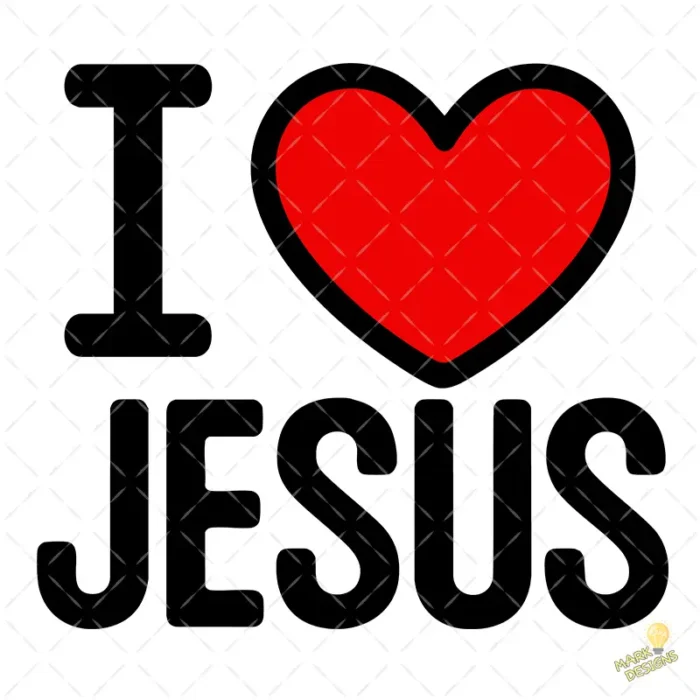 FREE I Love Jesus SVG - Diseño Cristiano con Corazón Rojo para Sublimación