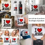 FREE I Love Jesus SVG - Diseño Cristiano con Corazón Rojo para Sublimación - Image 3