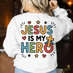 FREE Jesús Is My Hero Vector - Diseño Cristiano con Cruz y Capa de Superhéroe