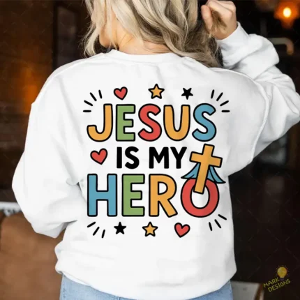 FREE Jesús Is My Hero Vector - Diseño Cristiano con Cruz y Capa de Superhéroe