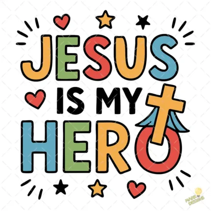 FREE Jesús Is My Hero Vector - Diseño Cristiano con Cruz y Capa de Superhéroe