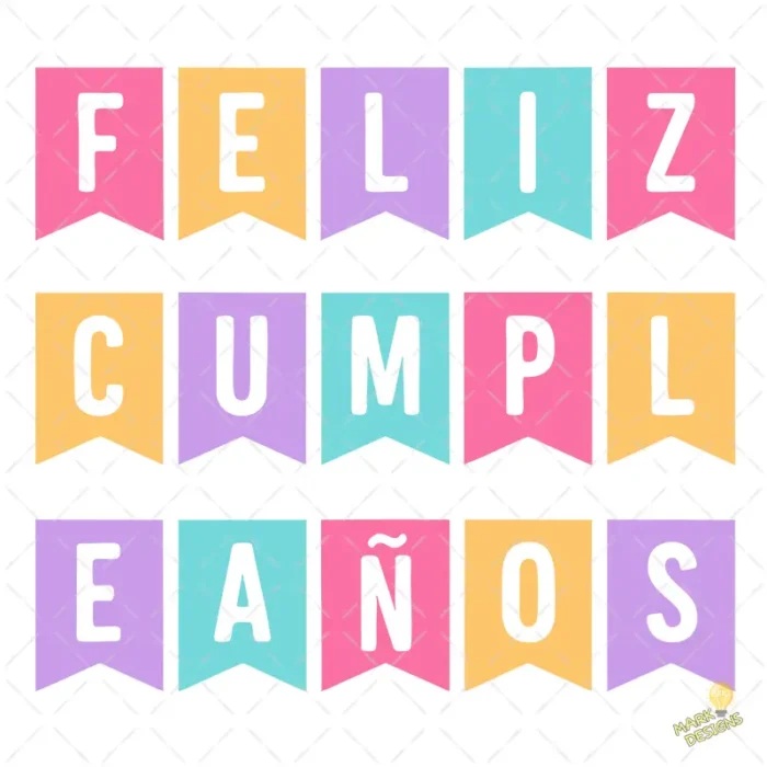 Feliz Cumpleaños Vector - Banderines de Colores Pastel para Guirnaldas