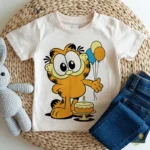 Garfield con Globos de Colores y Pastel de Cumpleaños - Vector de Sublimación