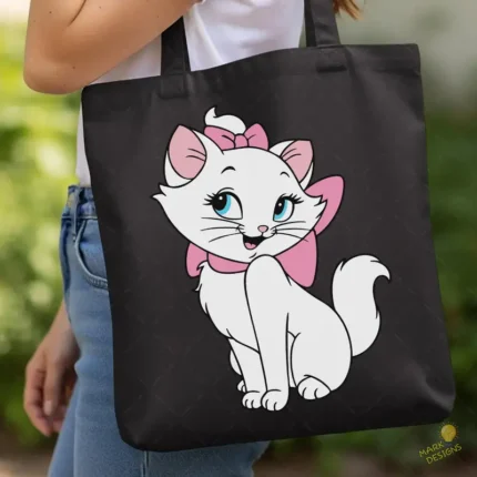 Gatita Marie de Los Aristogatos con Lazos Rosas - Vector para Cumpleaños