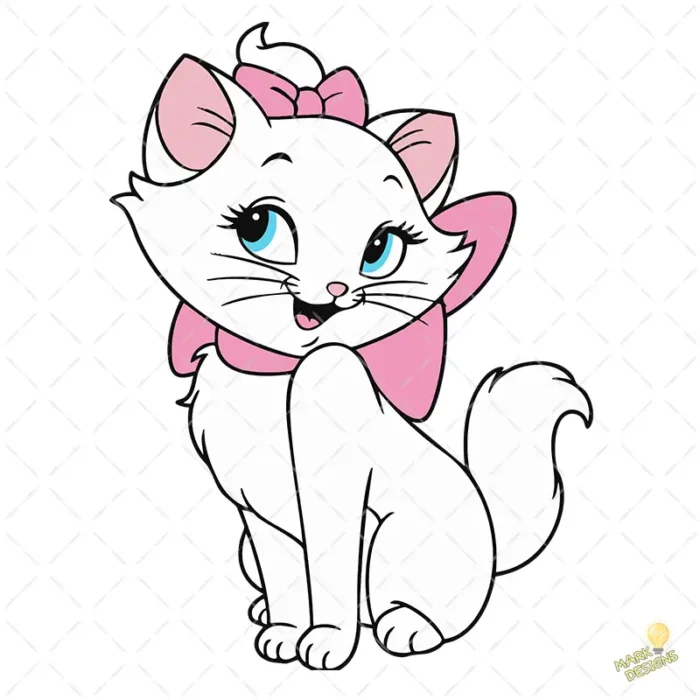 Gatita Marie de Los Aristogatos con Lazos Rosas - Vector para Sublimación - Image 2