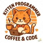 Gatito Kawaii Programación Vector - Ilustración Retro para Ingenieros de Software