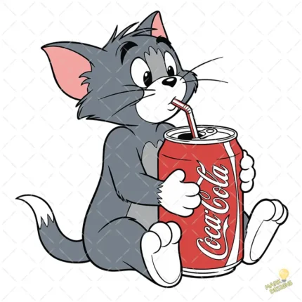 Gato Tom de Tom y Jerry tomando Refresco de Lata - Vector Clásico