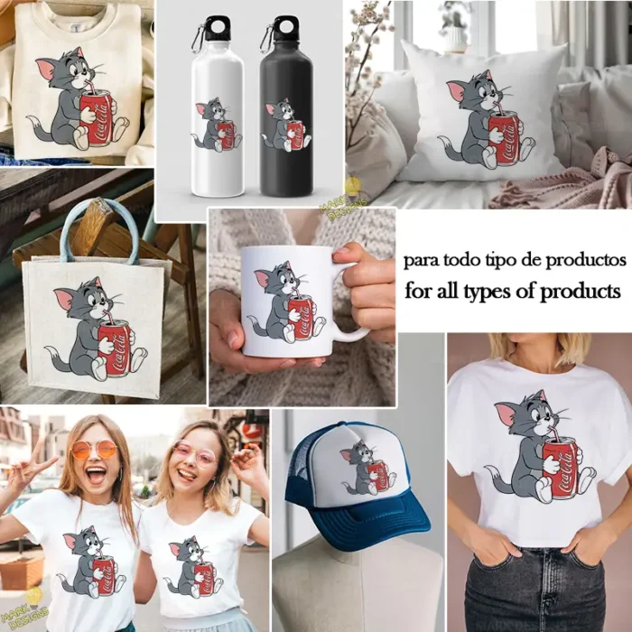 Gato Tom de Tom y Jerry tomando Refresco de Lata - Vector Clásico