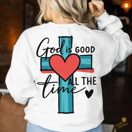 God is Good All the Time Vector - Diseño de Cruz con Corazón para Camisetas