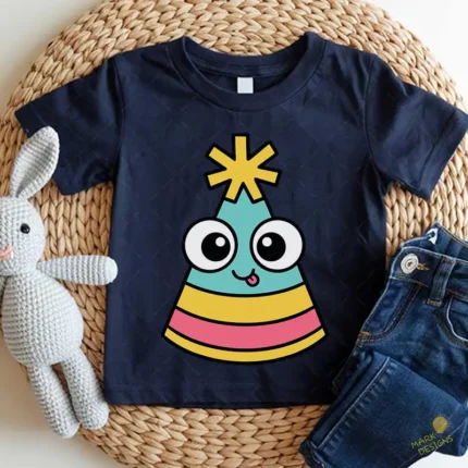 Gorro de Fiesta Kawaii con Ojos Grandes y Lengua Fuera - Vector