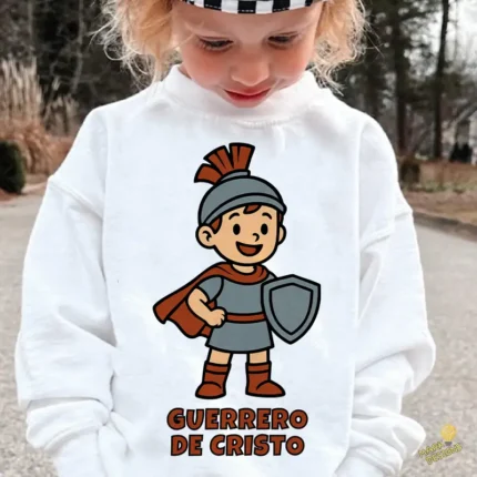 Guerrero de Cristo Vector - Diseño de Niño con Armadura de Dios para Camisetas