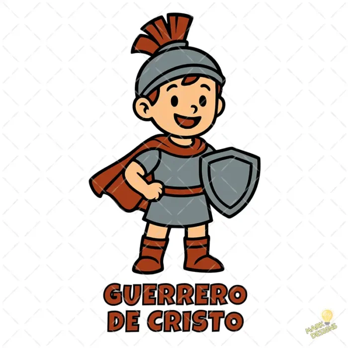 Guerrero de Cristo Vector - Diseño de Niño con Armadura de Dios para Camisetas