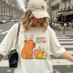 Happy Easter Capybara Vector - Capybara de Pascua con Huevos y Flores